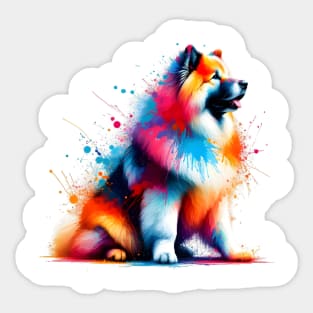 Vibrant Eurasier Dog in Colorful Splashed Paint Style Sticker